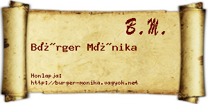 Bürger Mónika névjegykártya