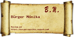 Bürger Mónika névjegykártya